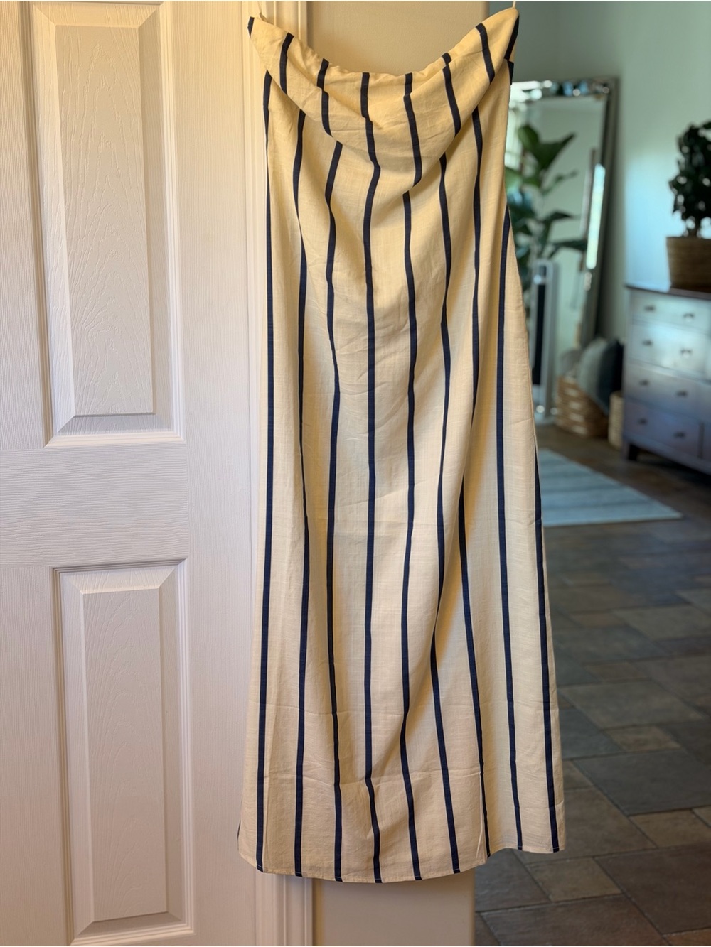 Vici Cream and Navy Vertical Stripe Maxi Dress